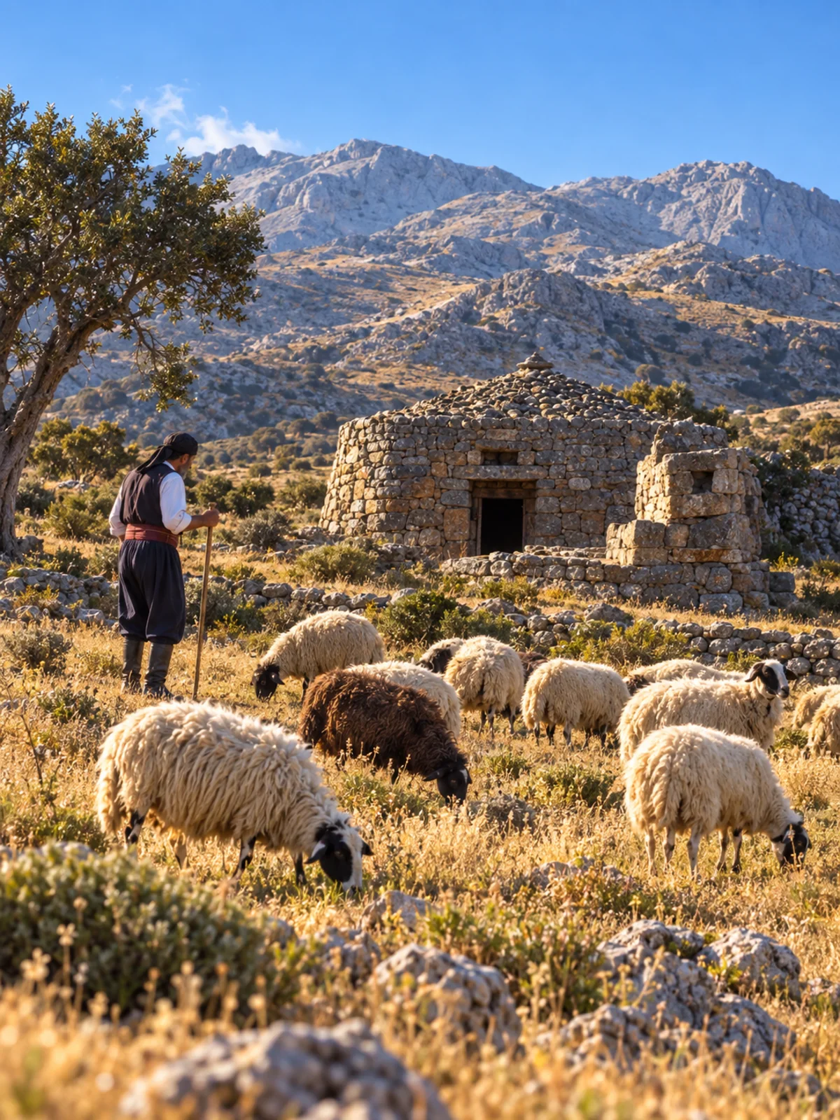 Πέτρινο μιτάτο και κοπάδι στα Λευκά Όρη